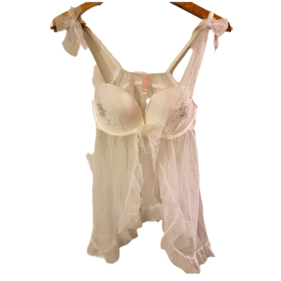 Victoria's Secret Other - Victoria's Secret White Chiffon Lingerie Negligee